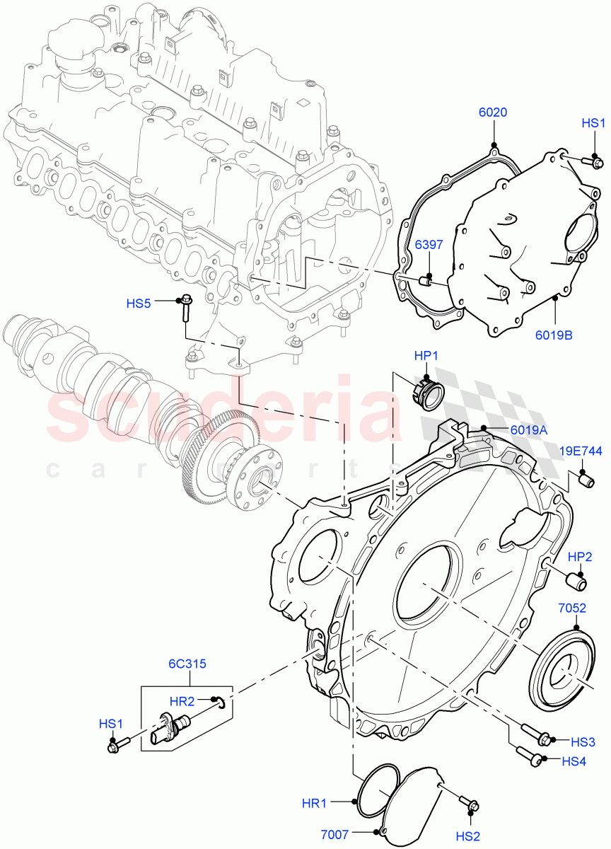Timing Gear Covers (Nitra Plant Build) (2.0L I4 DSL MID DOHC AJ200, 2.0L I4 DSL HIGH DOHC AJ200) ((V) FROMK2000001) of Land Rover Land Rover Discovery 5 (2017+) [2.0 Turbo Diesel]