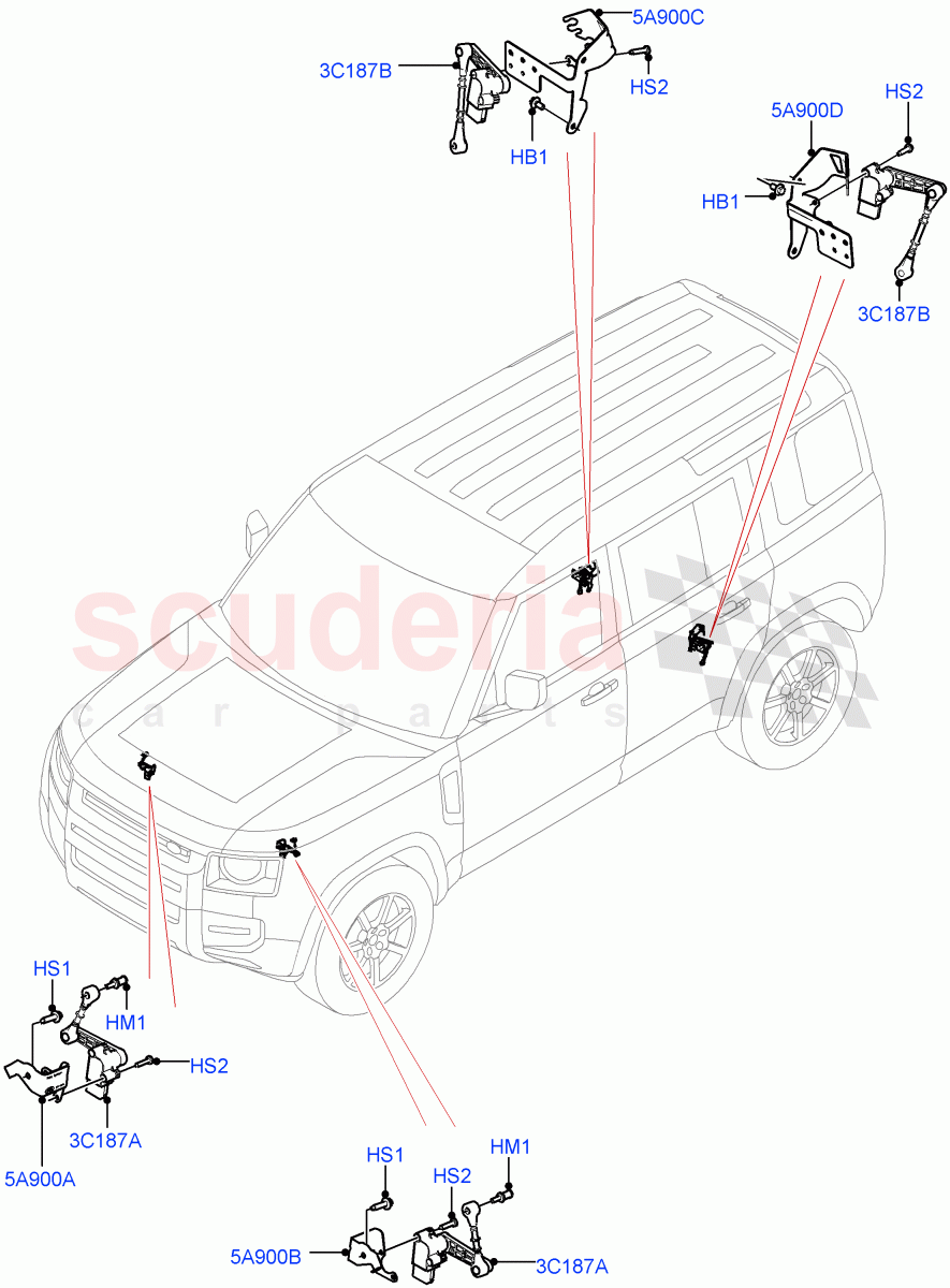 Air Suspension Controls/Electrics (With Four Corner Air Suspension) of Land Rover Land Rover Defender (2020+) [2.0 Turbo Diesel]