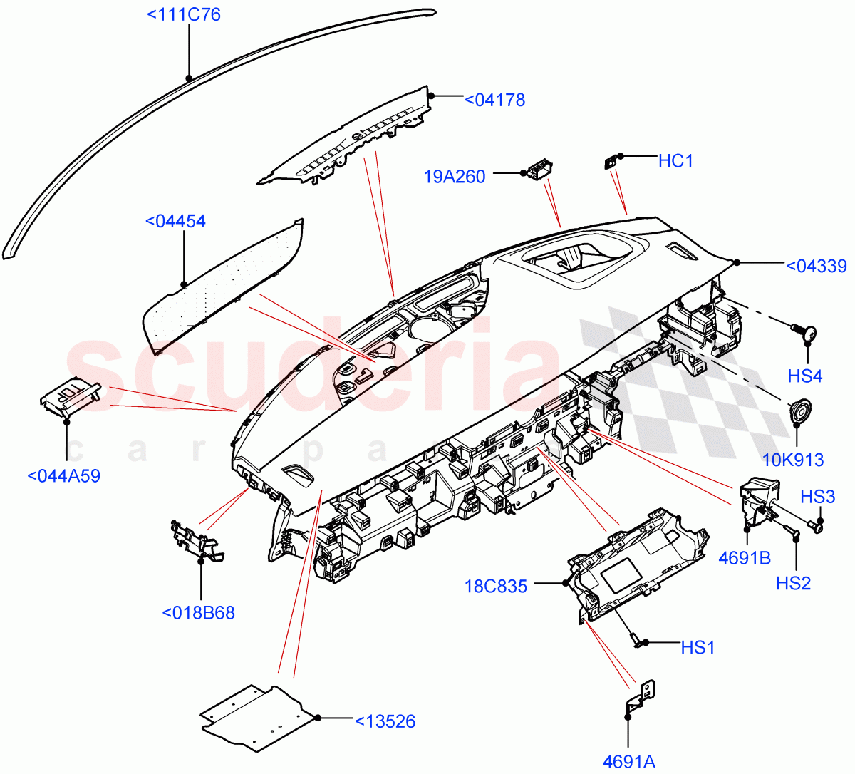 Instrument Panel (Upper, External Components) (Changsu (China), Head Up Display) of Land Rover Land Rover Range Rover Evoque (2019+) [2.0 Turbo Petrol AJ200P]