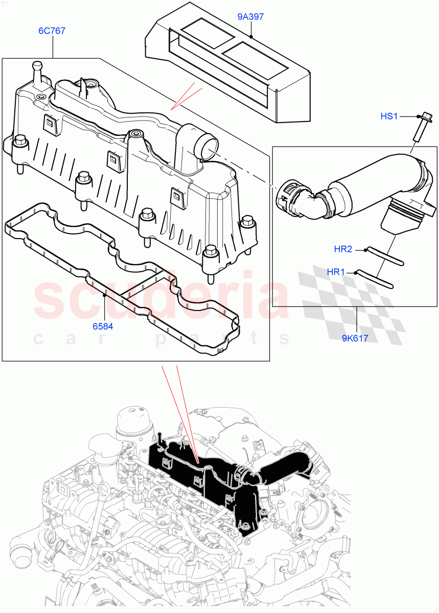 Emission Control - Crankcase (2.0L AJ20D4 Diesel Mid PTA, Halewood (UK), 2.0L AJ20D4 Diesel LF PTA, 2.0L AJ20D4 Diesel High PTA) of Land Rover Land Rover Discovery Sport (2015+) [2.0 Turbo Diesel]