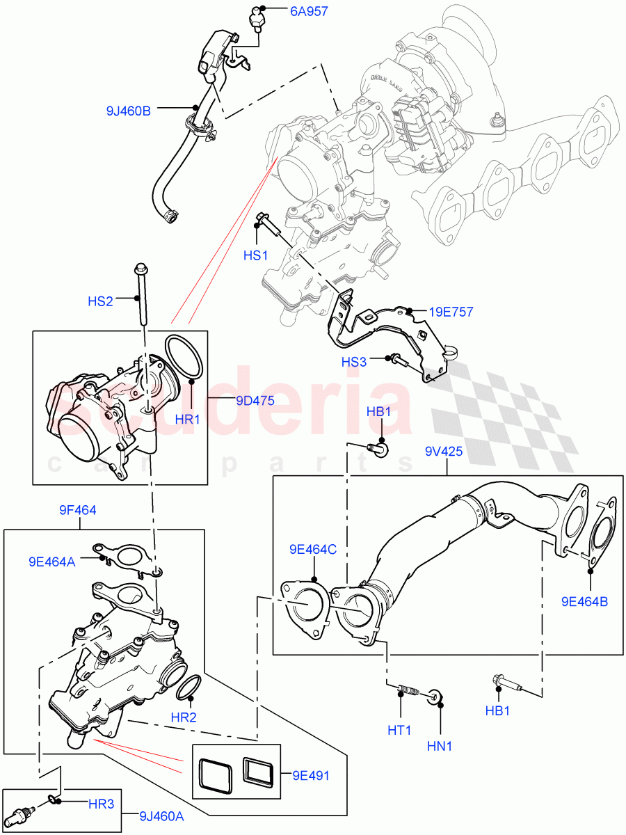 Exhaust Gas Recirculation (RH Side, Solihull Plant Build) (2.0L I4 DSL HIGH DOHC AJ200, 2.0L I4 DSL MID DOHC AJ200) ((V) FROMHA000001) of Land Rover Land Rover Range Rover Sport (2014+) [2.0 Turbo Diesel]