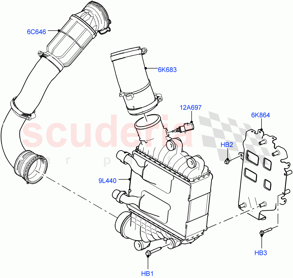Intercooler/Air Ducts And Hoses (2.0L I4 DSL HIGH DOHC AJ200) ((V) FROMJH000001) of Land Rover Land Rover Discovery Sport (2015+) [2.0 Turbo Diesel]