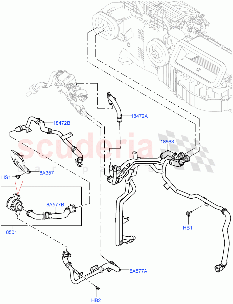 Heater Hoses (Front) (3.0L AJ20P6 Petrol High, Fuel Fired Heater With Park Heat, Premium Air Conditioning-Front/Rear, Fuel Heater W/Pk Heat With Remote) ((V) FROMKA000001) of Land Rover Land Rover Range Rover (2012-2021) [3.0 I6 Turbo Diesel AJ20D6]