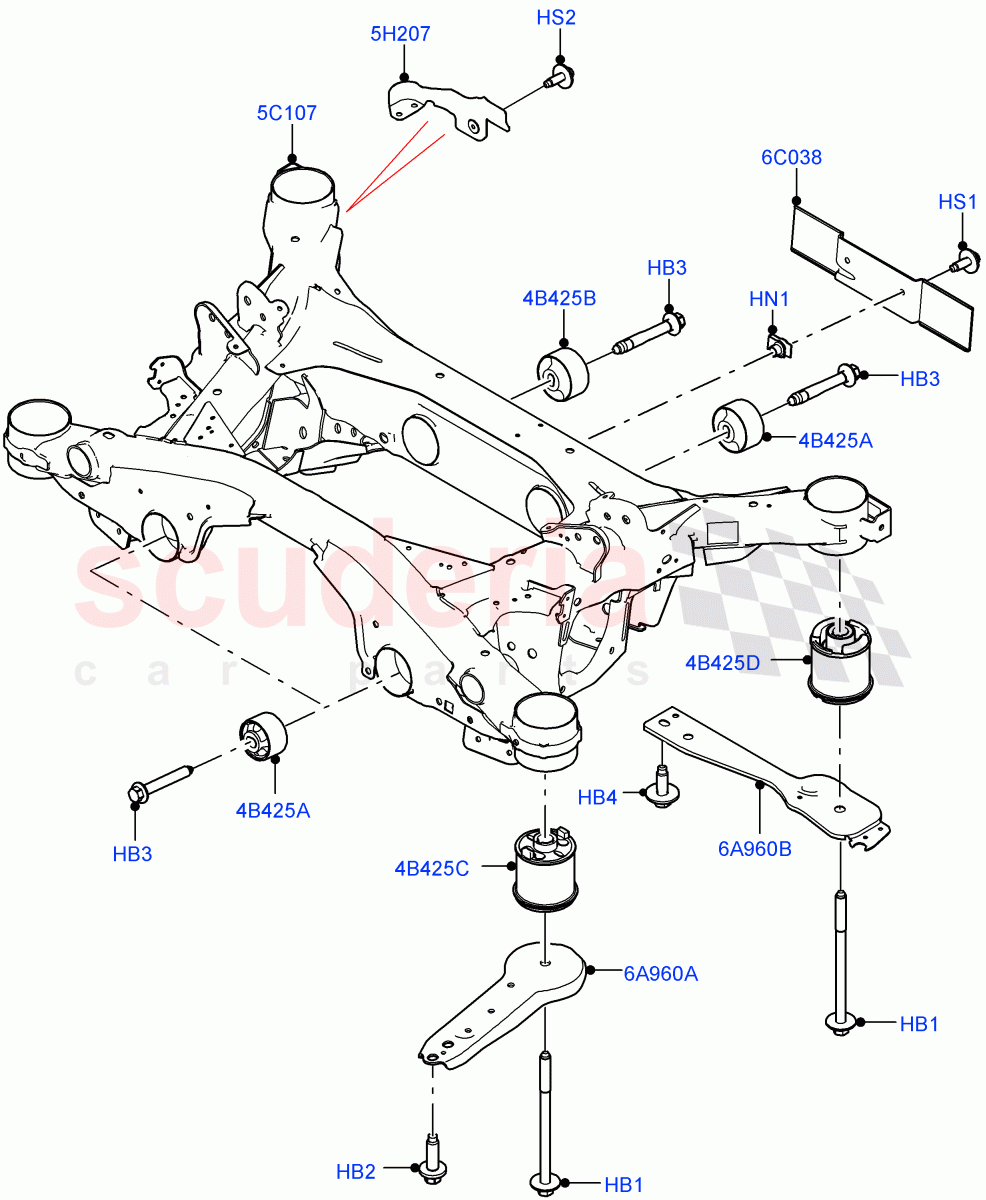 Rear Cross Member & Stabilizer Bar (Crossmember) (Halewood (UK), Electric Engine Battery-PHEV) ((V) FROMLH000001) of Land Rover Land Rover Discovery Sport (2015+) [2.2 Single Turbo Diesel]