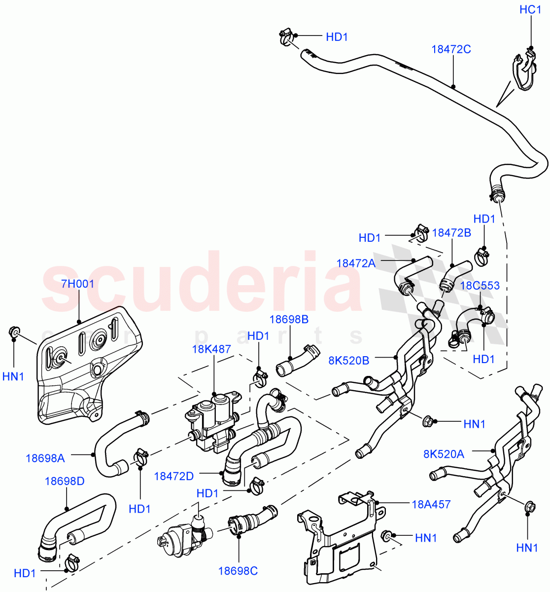 Heater Hoses (Heater Water Control, Front) ((V) FROMAA000001, (V) TOAA999999) of Land Rover Land Rover Range Rover (2010-2012) [5.0 OHC SGDI SC V8 Petrol]