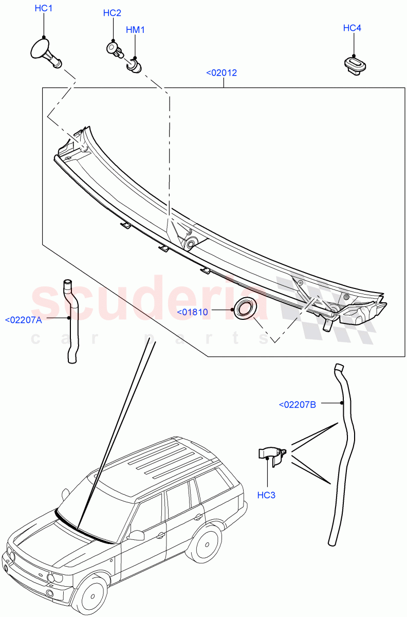 Cowl/Panel And Related Parts (Less Armoured) ((V) FROMAA000001) of Land Rover Land Rover Range Rover (2010-2012) [5.0 OHC SGDI NA V8 Petrol]