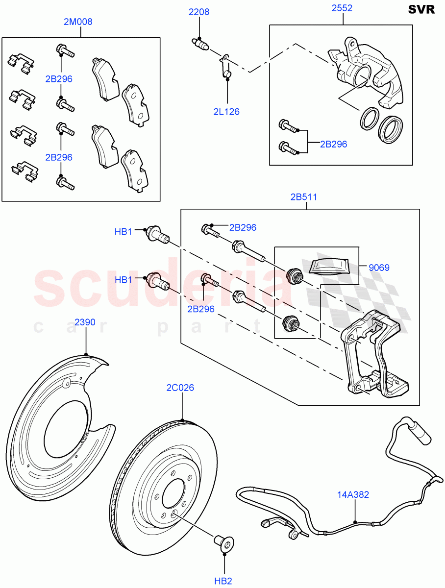 Rear Brake Discs And Calipers (SVR Version, SVR) ((V) FROMFA000001) of Land Rover Land Rover Range Rover Sport (2014+) [3.0 I6 Turbo Petrol AJ20P6]