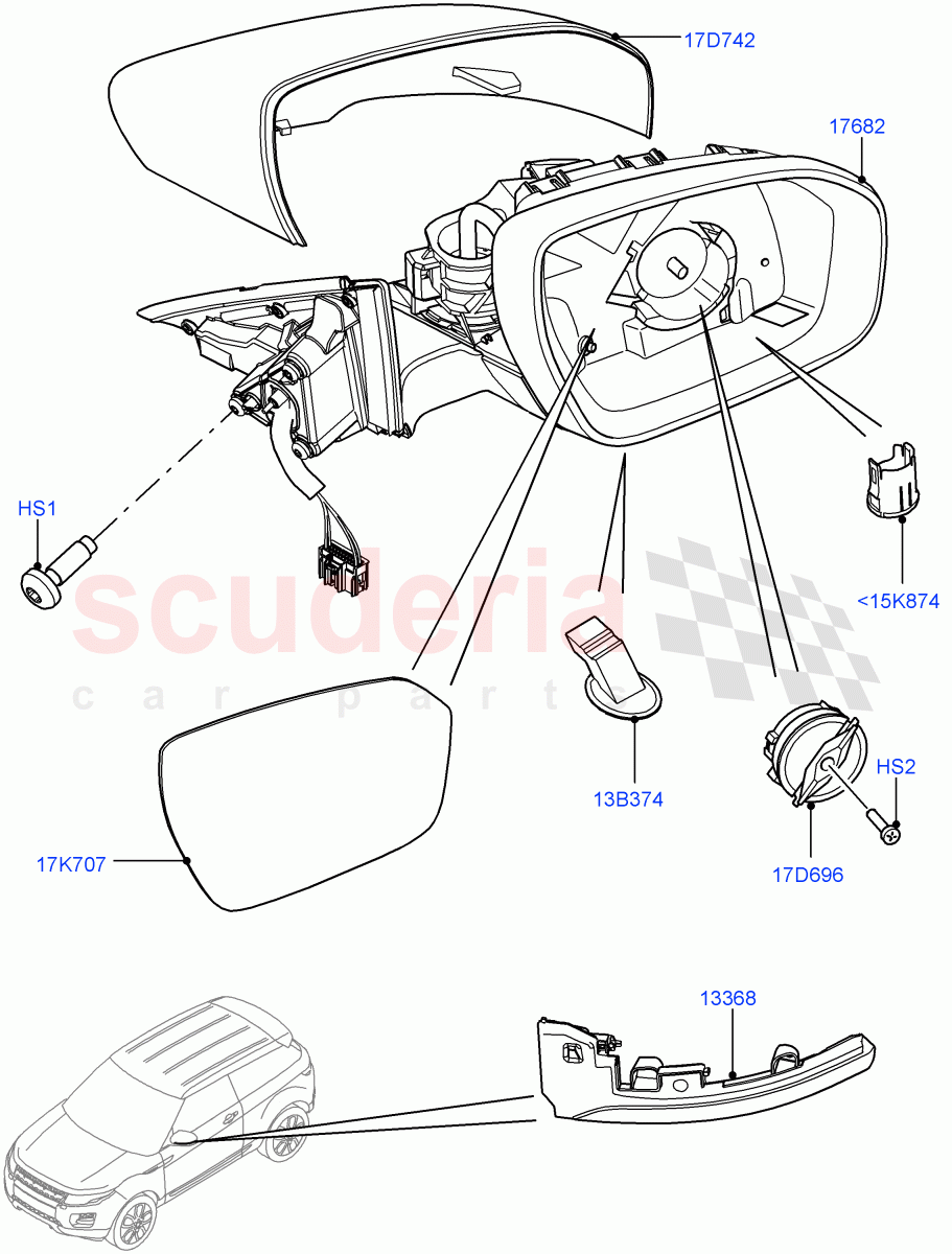 Exterior Rear View Mirror (5 Door, Changsu (China)) ((V) FROMEG000001) of Land Rover Land Rover Range Rover Evoque (2012-2018) [2.0 Turbo Petrol GTDI]