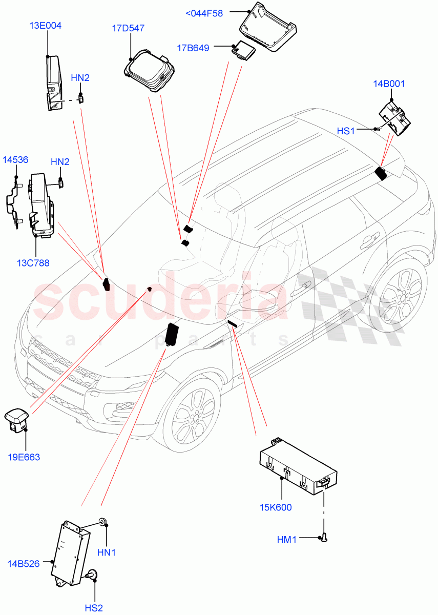Vehicle Modules And Sensors (Itatiaia (Brazil)) ((V) FROMGT000001) of Land Rover Land Rover Range Rover Evoque (2012-2018) [2.0 Turbo Petrol AJ200P]