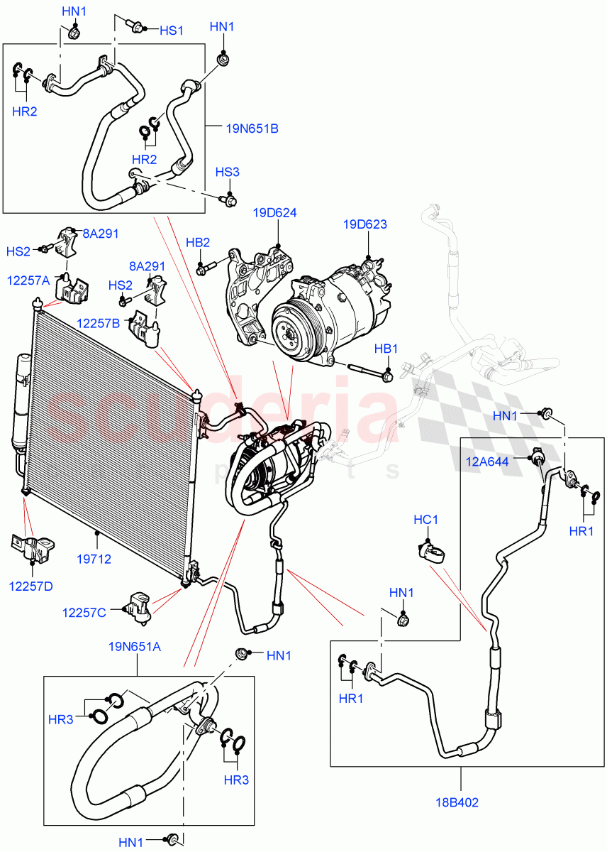 Air Conditioning Condensr/Compressr (Front) (3.0L AJ20P6 Petrol High, 3.0L AJ20D6 Diesel High) ((V) FROMKA000001) of Land Rover Land Rover Range Rover (2012-2021) [5.0 OHC SGDI SC V8 Petrol]