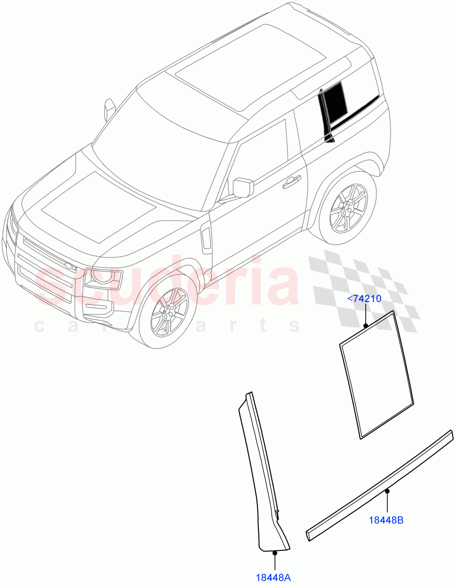 Rear Doors, Hinges & Weatherstrips (Rear Finisher) (Short Wheelbase) of Land Rover Land Rover Defender (2020+) [5.0 OHC SGDI SC V8 Petrol]