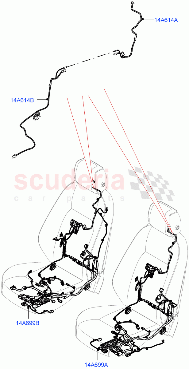 Wiring - Seats (Front Seats) (Seat - Standard) ((V) FROMJA000001, (V) TOJA999999) of Land Rover Land Rover Range Rover Sport (2014+) [3.0 DOHC GDI SC V6 Petrol]