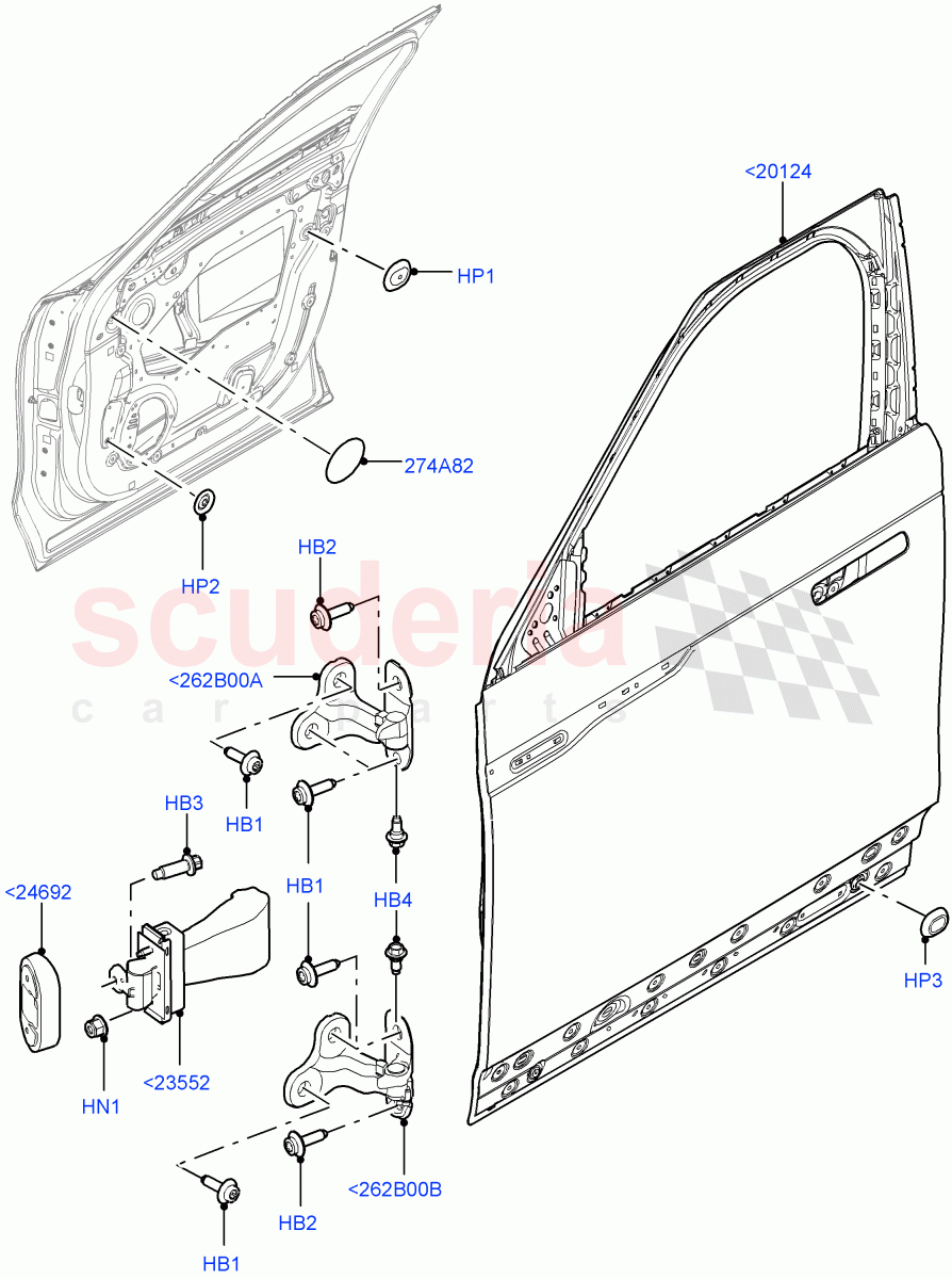 Front Doors, Hinges & Weatherstrips (Door And Fixings) of Land Rover Land Rover Range Rover Velar (2017+) [3.0 I6 Turbo Diesel AJ20D6]