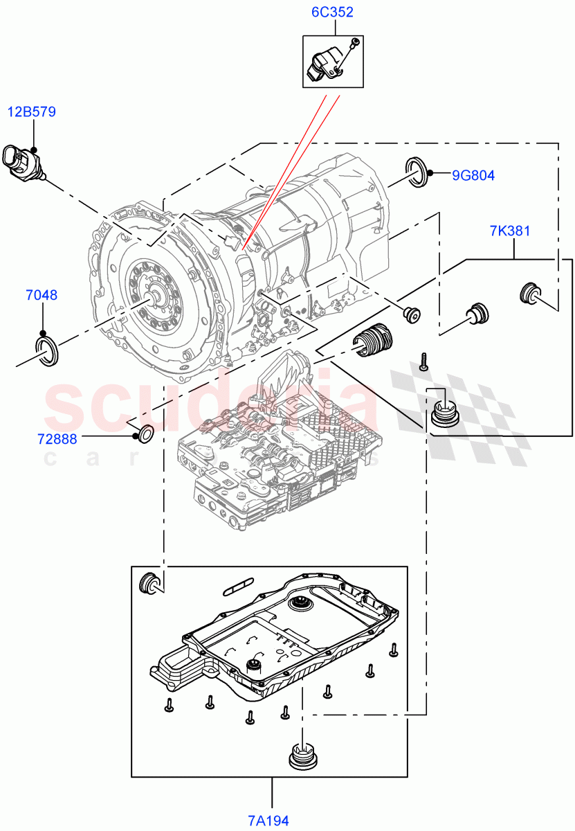 Transmission External Components (8HP Gen3 Hybrid Trans) ((V) FROMJA000001) of Land Rover Land Rover Range Rover Velar (2017+) [2.0 Turbo Diesel]
