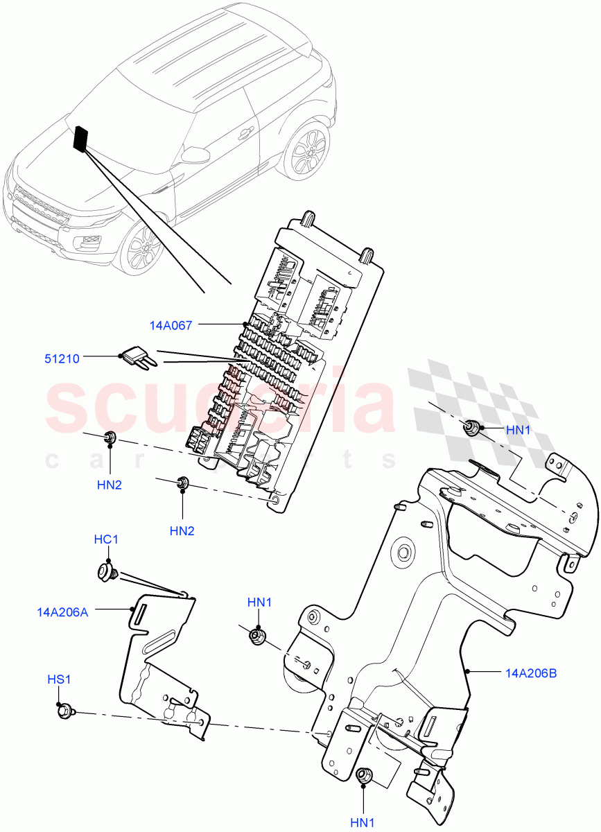 Fuses, Holders And Circuit Breakers (Passenger Compartment) (Halewood (UK)) of Land Rover Land Rover Range Rover Evoque (2012-2018) [2.0 Turbo Diesel]