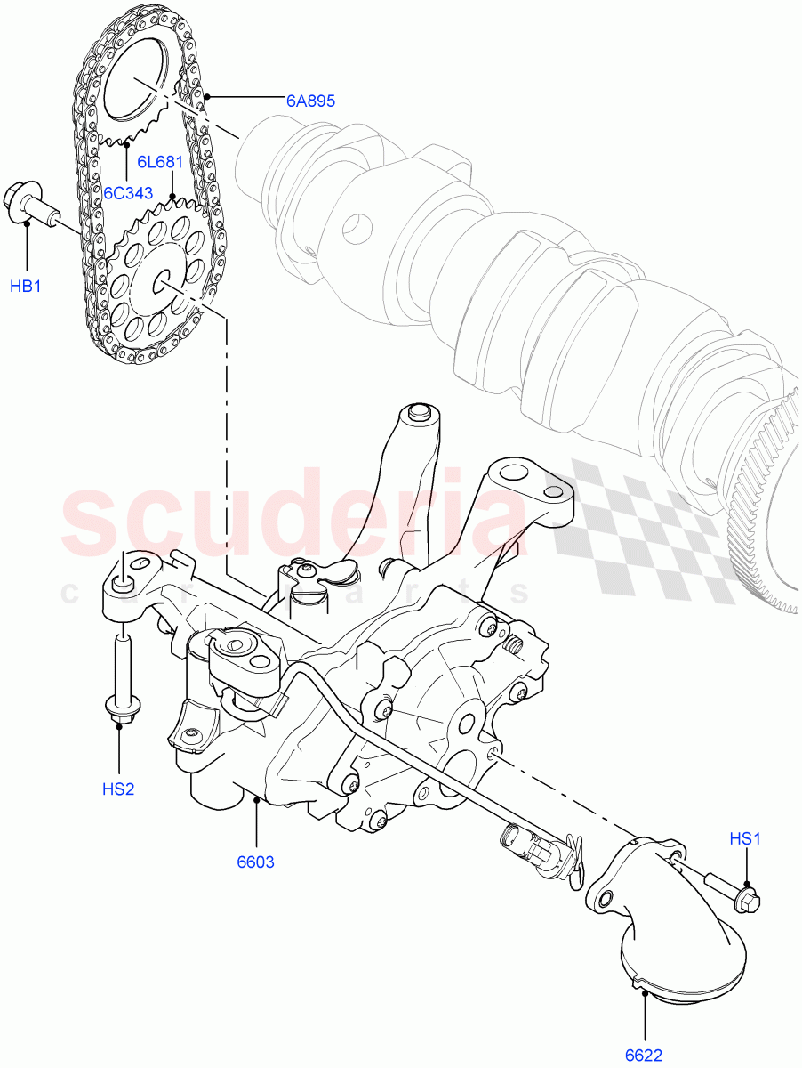 Oil Pump (2.0L I4 Mid DOHC AJ200 Petrol, Itatiaia (Brazil), 2.0L I4 Mid AJ200 Petrol E100) ((V) FROMJT000001) of Land Rover Land Rover Discovery Sport (2015+) [2.0 Turbo Petrol AJ200P]