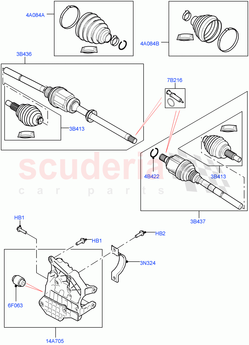 Drive Shaft - Front Axle Drive (2.0L I4 Mid DOHC AJ200 Petrol, Changsu (China), 2.0L AJ20P4 Petrol Mid PTA) ((V) FROMKG446857) of Land Rover Land Rover Discovery Sport (2015+) [2.0 Turbo Petrol GTDI]