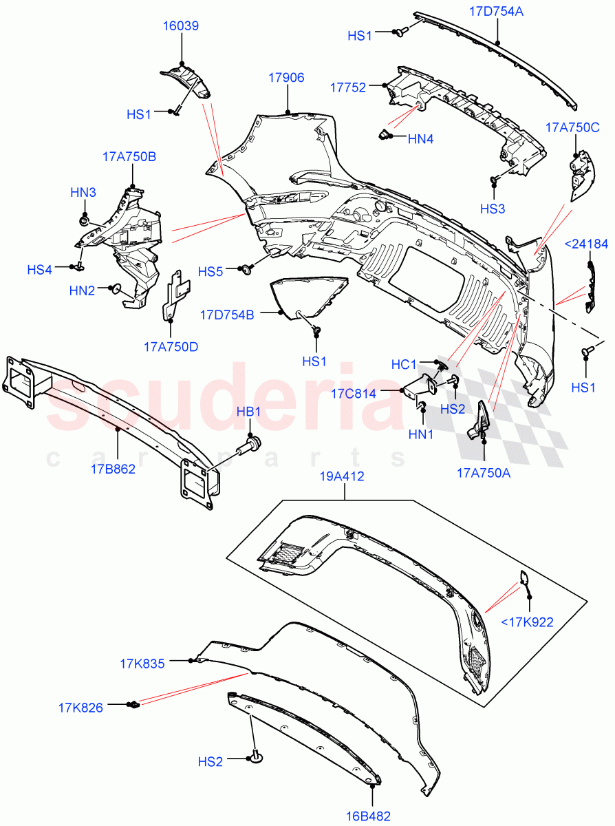 Rear Bumper (Changsu (China), Front Bumper - Painted Body Colour) of Land Rover Land Rover Range Rover Evoque (2019+) [1.5 I3 Turbo Petrol AJ20P3]