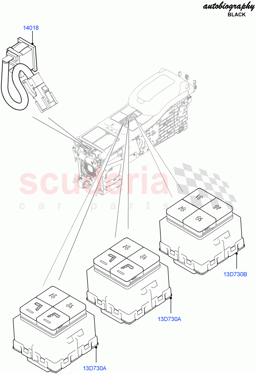 Switches (Console) (Console Deployable Tables) ((V) FROMEA000001, (V) TOHA999999) of Land Rover Land Rover Range Rover (2012-2021) [3.0 I6 Turbo Diesel AJ20D6]