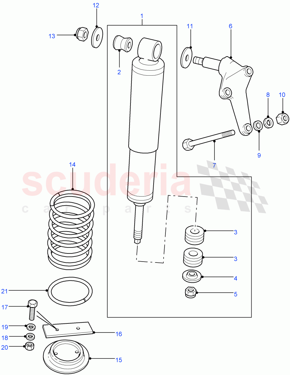 Shock Absorbers & Springs (90" Wheelbase) ((V) FROM7A000001) of Land Rover Land Rover Defender (2007-2016)