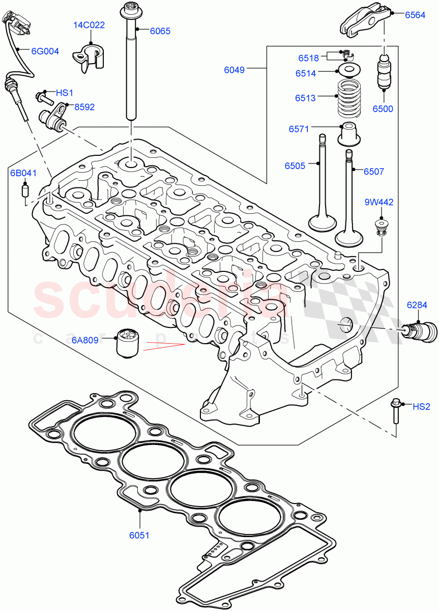 Cylinder Head (2.0L AJ20D4 Diesel LF PTA, Halewood (UK), 2.0L AJ20D4 Diesel High PTA, 2.0L AJ20D4 Diesel Mid PTA) of Land Rover Land Rover Discovery Sport (2015+) [2.0 Turbo Diesel]
