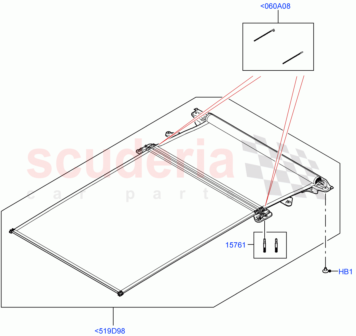 Sliding Roof Mechanism And Controls (Sun Blinds) (With Roof Conversion-Panorama Roof, With Roof Conversion-Panorama Power) of Land Rover Land Rover Range Rover (2022+) [4.4 V8 Turbo Petrol NC10]