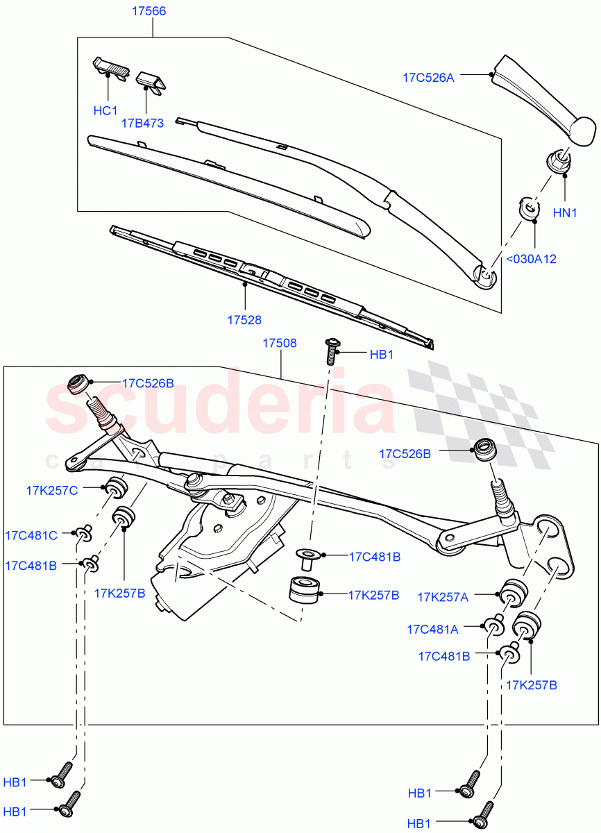 Windscreen Wiper (Windshield Wiper, Includes Motor And Linkage) ((V) FROMAA000001) of Land Rover Land Rover Range Rover (2010-2012) [5.0 OHC SGDI SC V8 Petrol]