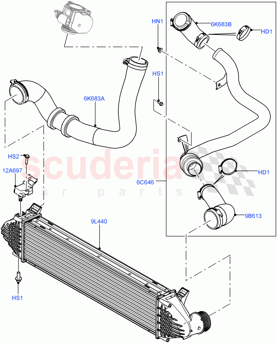 Intercooler/Air Ducts And Hoses (2.2L CR DI 16V Diesel) of Land Rover Land Rover Range Rover Evoque (2012-2018) [2.2 Single Turbo Diesel]