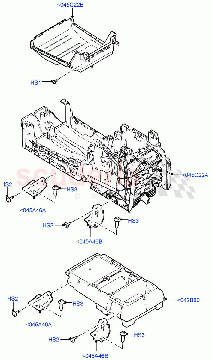 Console - Floor (Internal Components) of Land Rover Land Rover Defender (2020+) [3.0 I6 Turbo Petrol AJ20P6]
