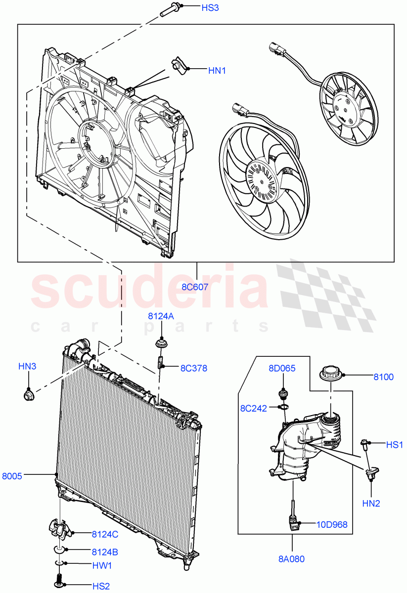 Radiator/Coolant Overflow Container (4.4L DOHC DITC V8 Diesel) of Land Rover Land Rover Range Rover Sport (2014+) [4.4 DOHC Diesel V8 DITC]