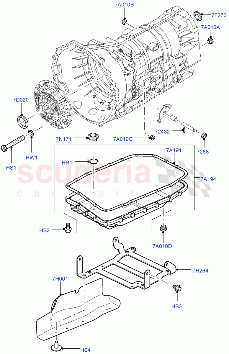 Transmission External Components (3.0 V6 Diesel, 6 Speed Auto Transmission ZF 6HP28, 5.0L OHC SGDI SC V8 Petrol - AJ133, 5.0L OHC SGDI NA V8 Petrol - AJ133) ((V) FROMAA000001) of Land Rover Land Rover Discovery 4 (2010-2016) [5.0 OHC SGDI NA V8 Petrol]