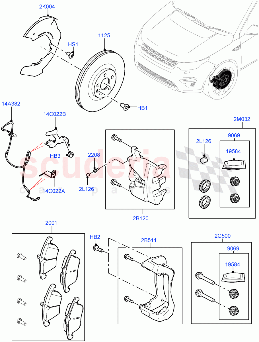 Front Brake Discs And Calipers (Halewood (UK), Disc And Caliper Size-Frt 18/RR 17, Disc And Caliper Size-Frt 18/RR 16) ((V) FROMLH000001) of Land Rover Land Rover Discovery Sport (2015+) [2.2 Single Turbo Diesel]