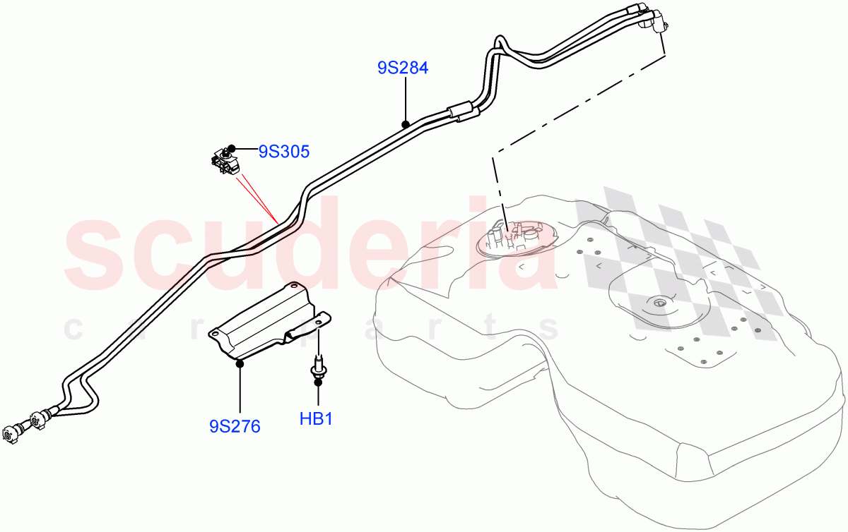 Fuel Lines (Rear) (2.0L AJ20D4 Diesel Mid PTA, Itatiaia (Brazil)) ((V) FROMLT000001) of Land Rover Land Rover Discovery Sport (2015+) [2.0 Turbo Diesel]