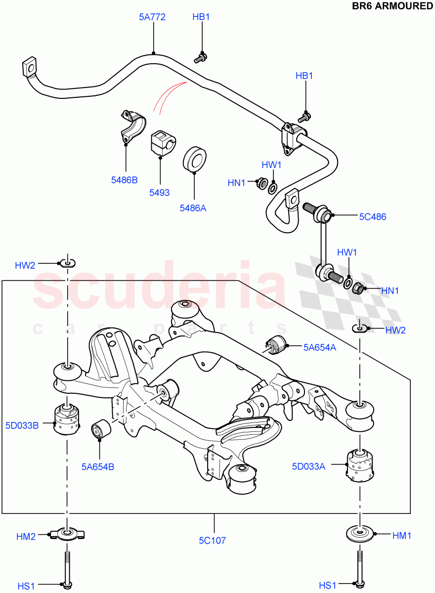 Rear Cross Member & Stabilizer Bar (With B6 Level Armouring) ((V) FROMAA000001) of Land Rover Land Rover Range Rover (2010-2012) [5.0 OHC SGDI NA V8 Petrol]