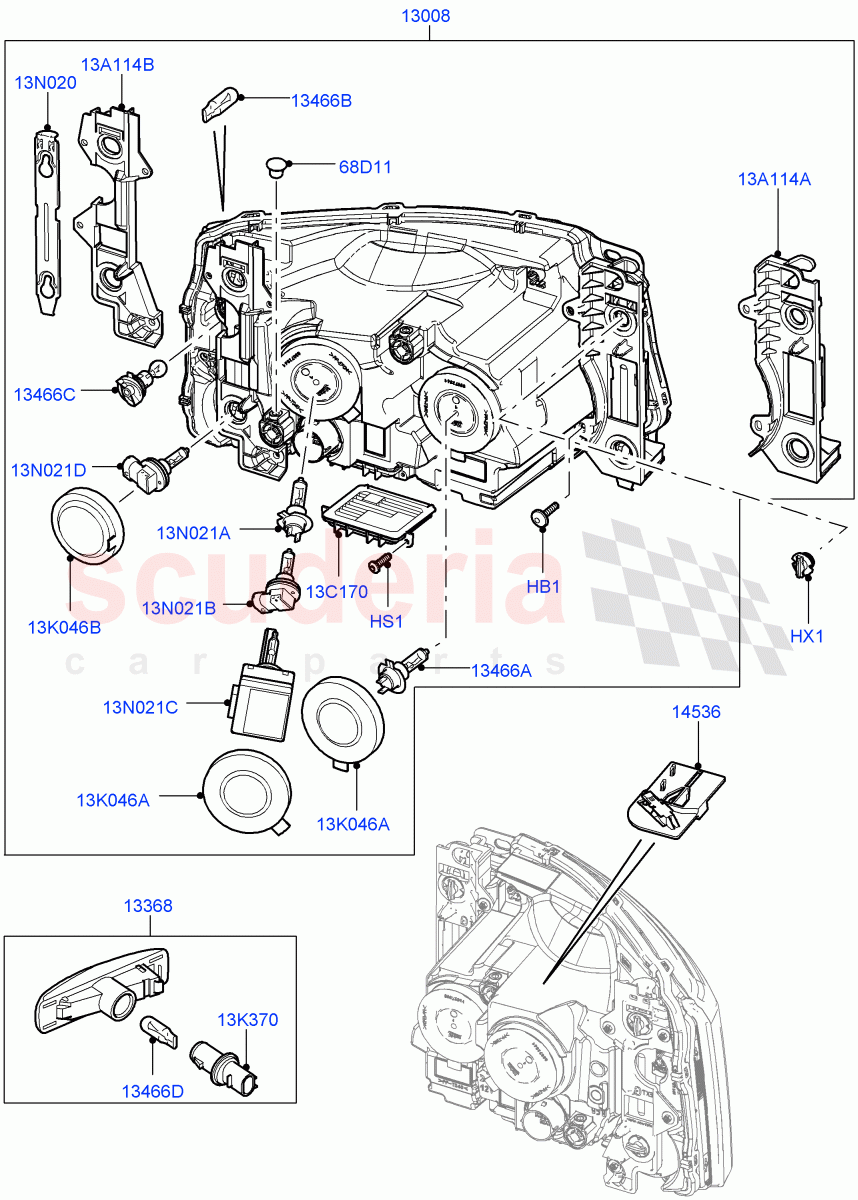 Headlamps And Front Flasher Lamps ((V) FROMAA000001, (V) TODA999999) of Land Rover Land Rover Discovery 4 (2010-2016) [4.0 Petrol V6]