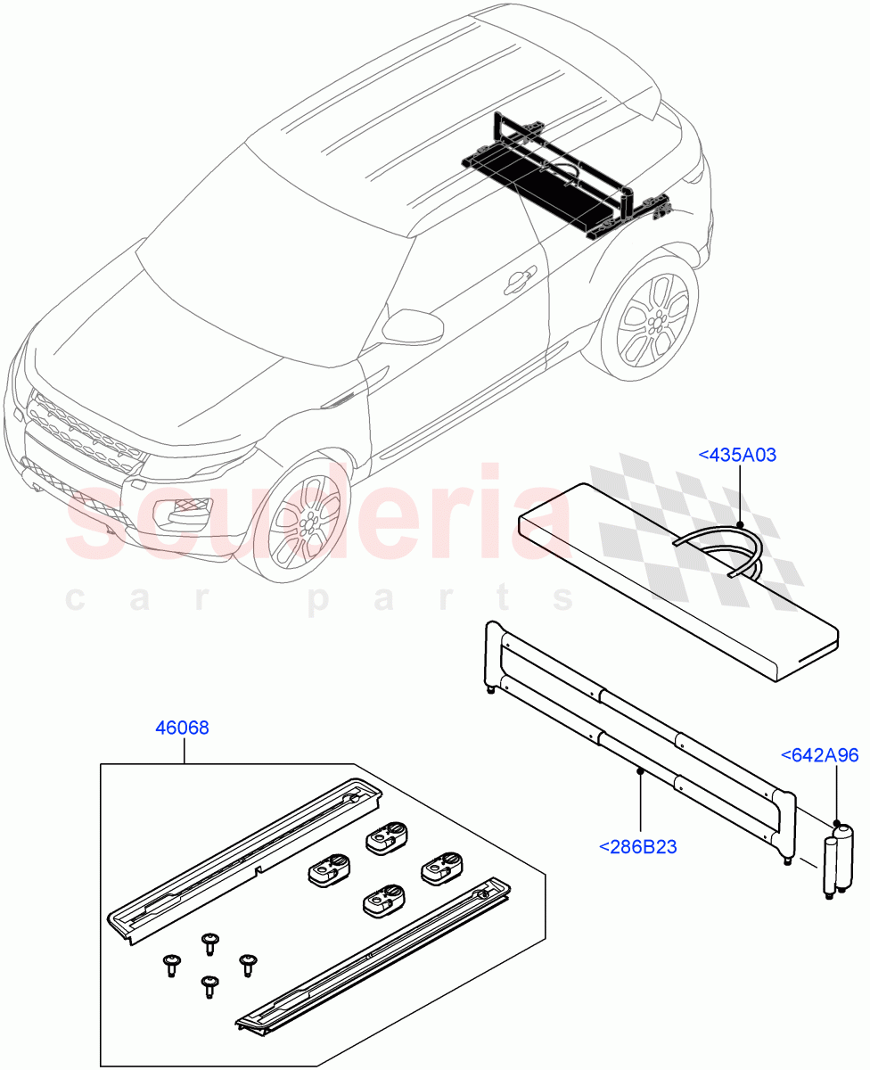Load Compartment Trim (Halewood (UK), Load Retainer Luggage Rails) of Land Rover Land Rover Range Rover Evoque (2012-2018) [2.2 Single Turbo Diesel]
