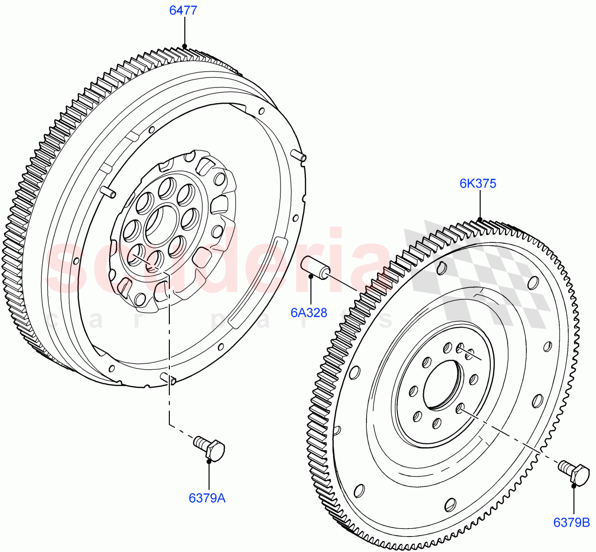Flywheel (2.2L CR DI 16V Diesel, 2.2L DOHC EFI TC DW12) of Land Rover Land Rover Discovery Sport (2015+) [2.2 Single Turbo Diesel]