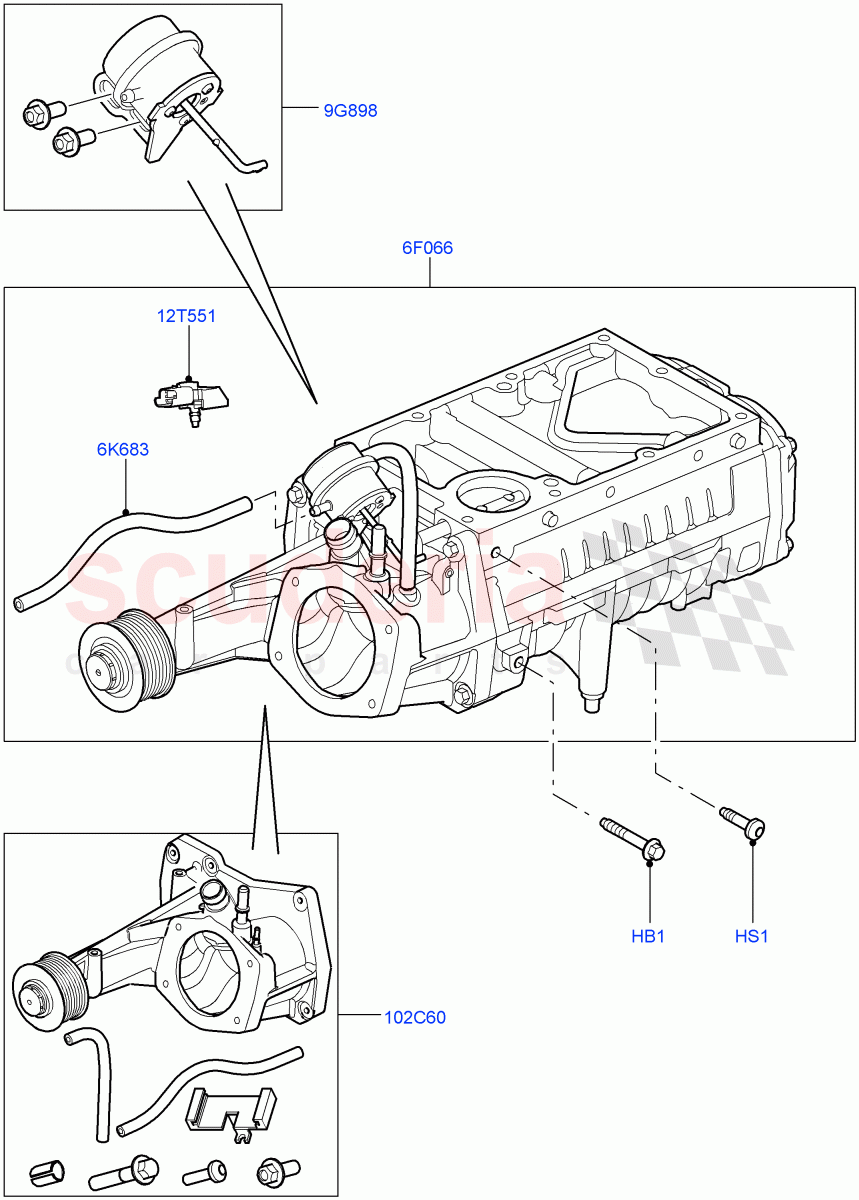 Supercharger (5.0L OHC SGDI SC V8 Petrol - AJ133) ((V) FROMAA000001) of Land Rover Land Rover Range Rover (2010-2012) [5.0 OHC SGDI SC V8 Petrol]