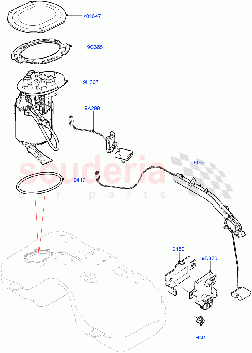 Fuel Pump And Sender Unit (2.0L AJ21D4 Diesel Mid, Itatiaia (Brazil)) of Land Rover Land Rover Range Rover Evoque (2019+) [2.0 Turbo Diesel AJ21D4]