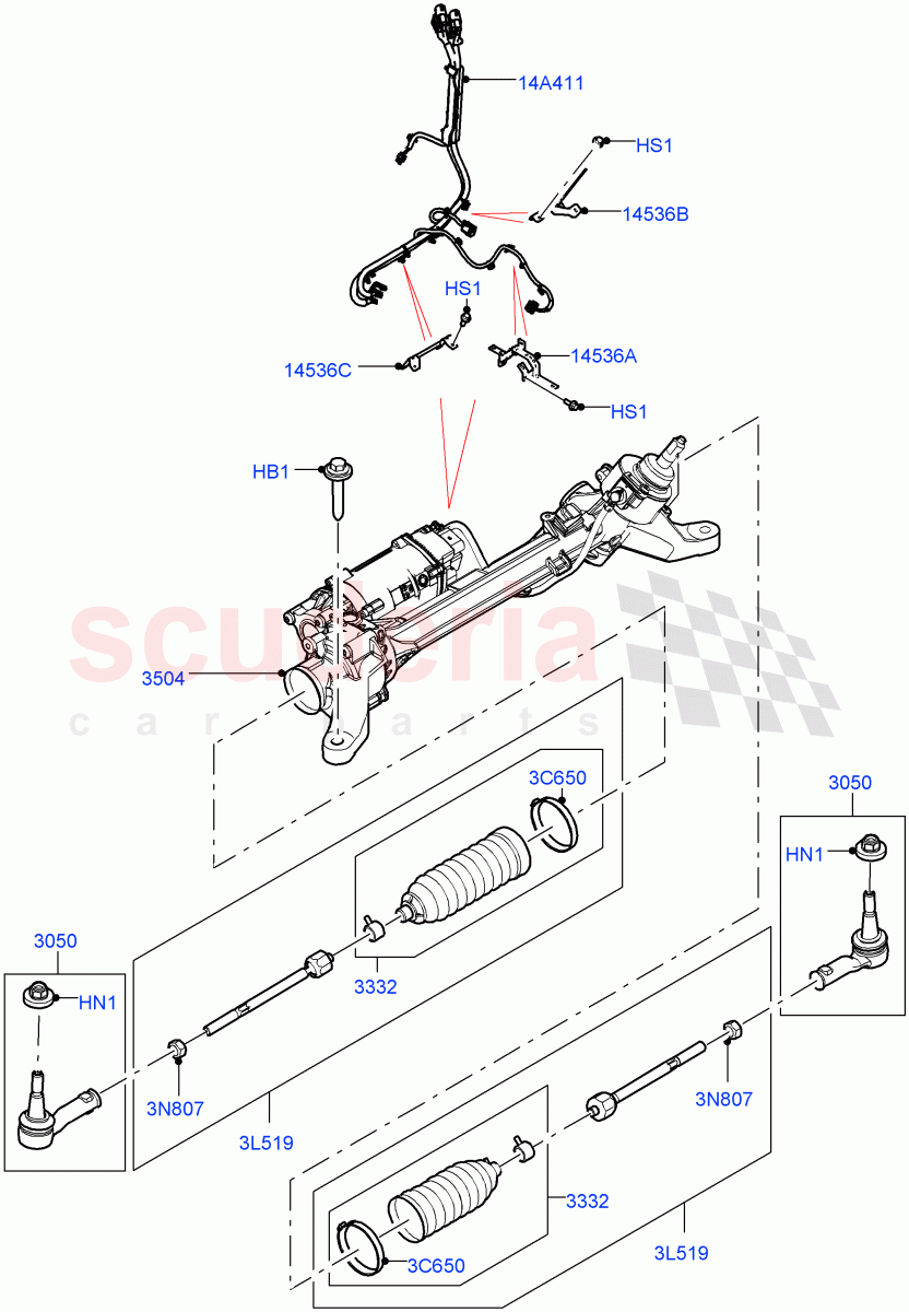 Steering Gear (Nitra Plant Build) ((V) FROMM2000001) of Land Rover Land Rover Discovery 5 (2017+) [3.0 I6 Turbo Diesel AJ20D6]