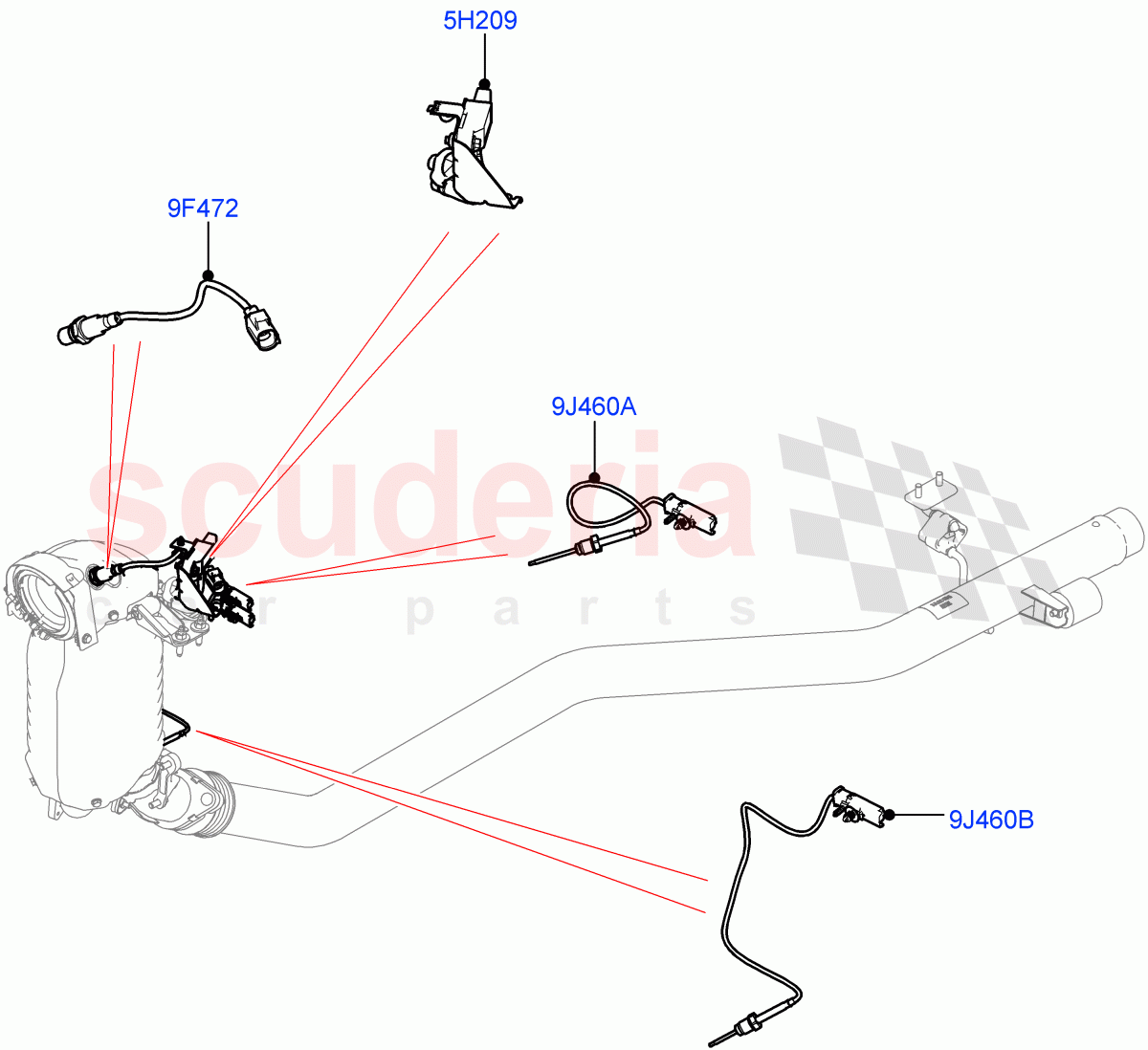 Exhaust Sensors And Modules (Solihull Plant Build) (2.0L I4 DSL HIGH DOHC AJ200, Stage V Plus DPF) ((V) FROMHA000001) of Land Rover Land Rover Discovery 5 (2017+) [2.0 Turbo Diesel]