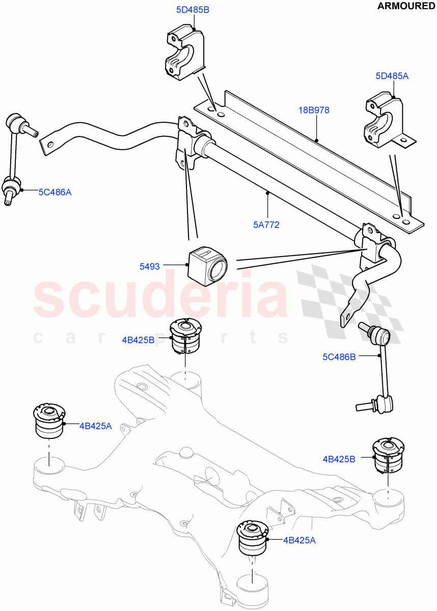 Rear Cross Member & Stabilizer Bar (Armoured) ((V) FROMEA000001) of Land Rover Land Rover Range Rover (2012-2021) [3.0 Diesel 24V DOHC TC]
