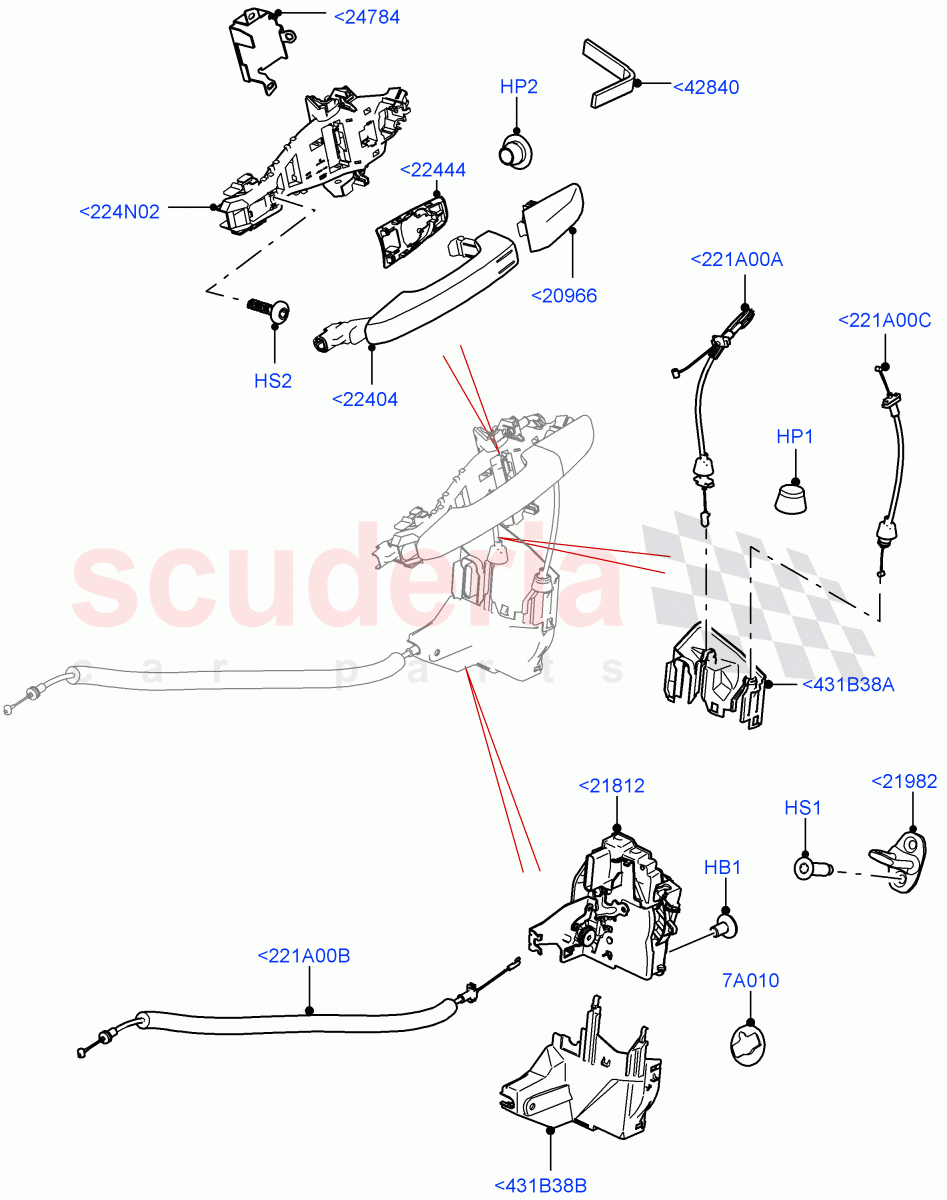 Front Door Lock Controls ((V) TON2999999) of Land Rover Land Rover Defender (2020+) [3.0 I6 Turbo Diesel AJ20D6]