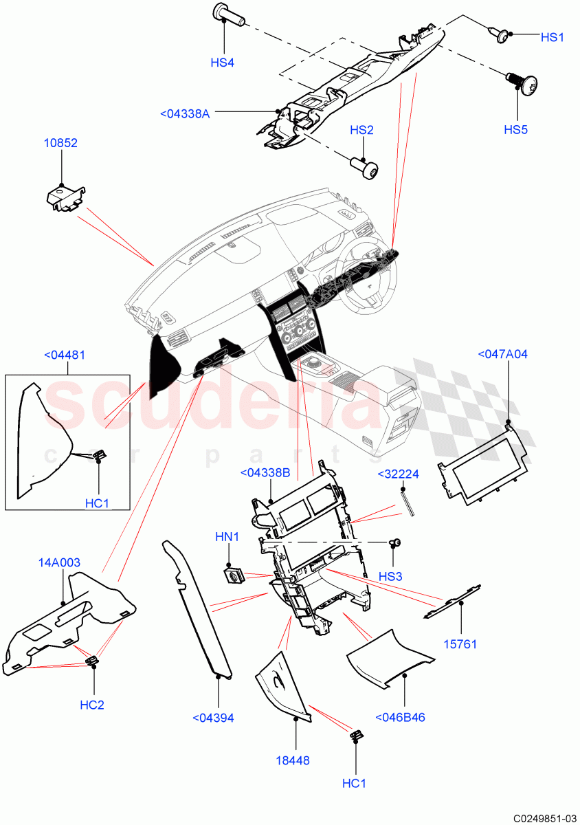 Instrument Panel (Lower, External) (Halewood (UK)) ((V) TOKH999999) of Land Rover Land Rover Discovery Sport (2015+) [2.0 Turbo Diesel AJ21D4]