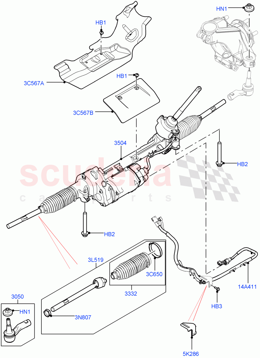 Steering Gear (RHD, Halewood (UK)) ((V) TOKH999999) of Land Rover Land Rover Discovery Sport (2015+) [2.0 Turbo Petrol AJ200P]