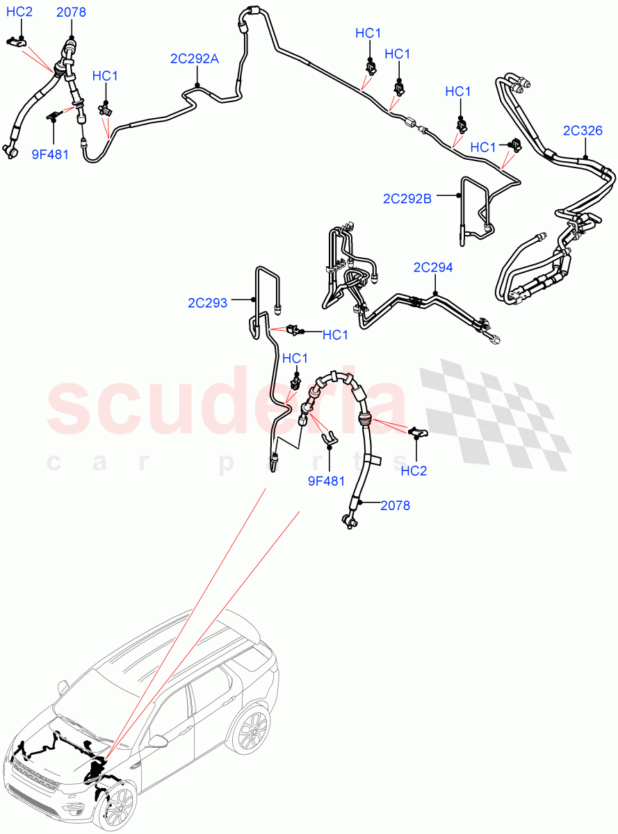 Front Brake Pipes (LHD, Halewood (UK), Electric Engine Battery-MHEV, Less Electric Engine Battery) ((V) FROMLH000001, (V) TOLH999999) of Land Rover Land Rover Discovery Sport (2015+) [2.0 Turbo Diesel]