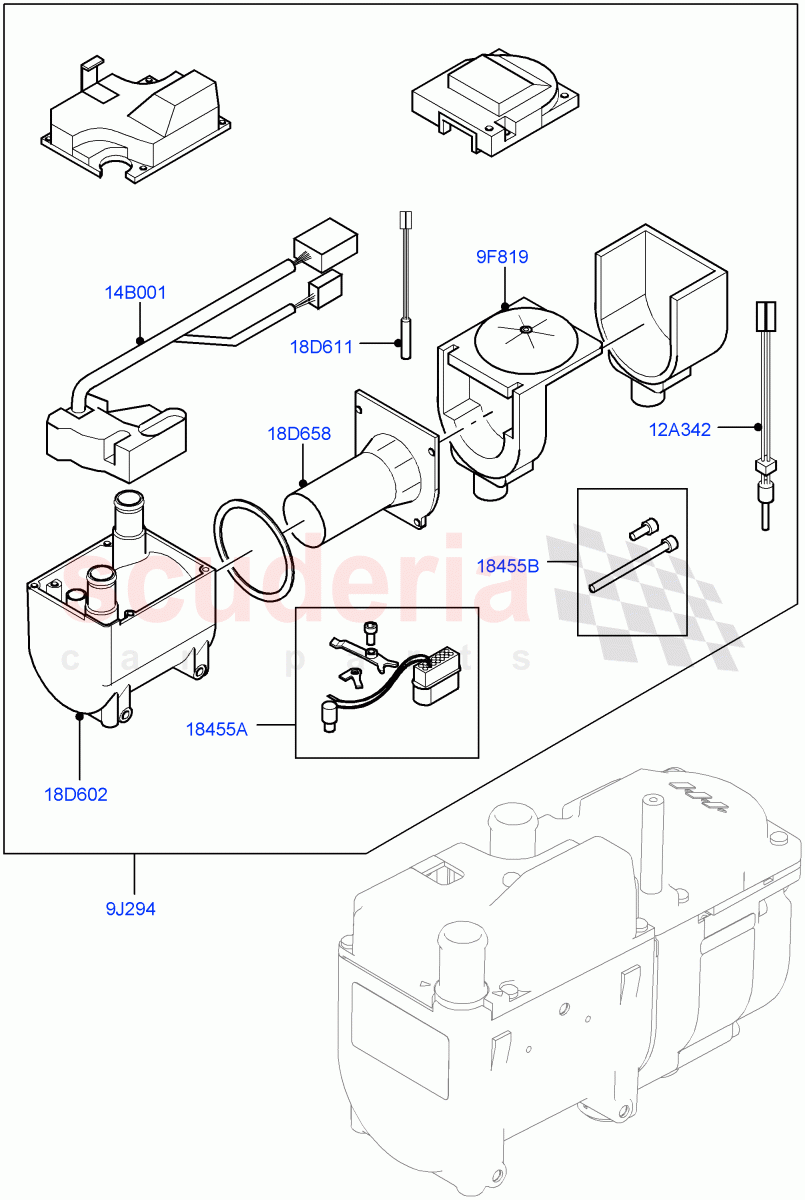 Auxiliary Fuel Fired Pre-Heater (Internal Components) (Fuel Heater W/Pk Heat With Remote) of Land Rover Land Rover Range Rover Velar (2017+) [5.0 OHC SGDI SC V8 Petrol]