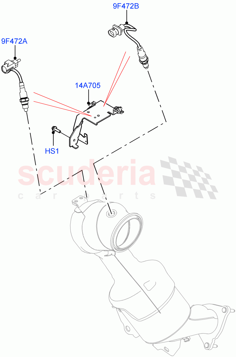 Exhaust Sensors And Modules (2.0L AJ20P4 Petrol E100 PTA, EU6 Emissions, Itatiaia (Brazil), 2.0L AJ20P4 Petrol Mid PTA, Stage V European Emissions, Euro Stage 4 Emissions, 2.0L AJ20P4 Petrol High PTA, Proconve L6 Emissions, EU2) of Land Rover Land Rover Range Rover Evoque (2019+) [2.0 Turbo Petrol AJ200P]