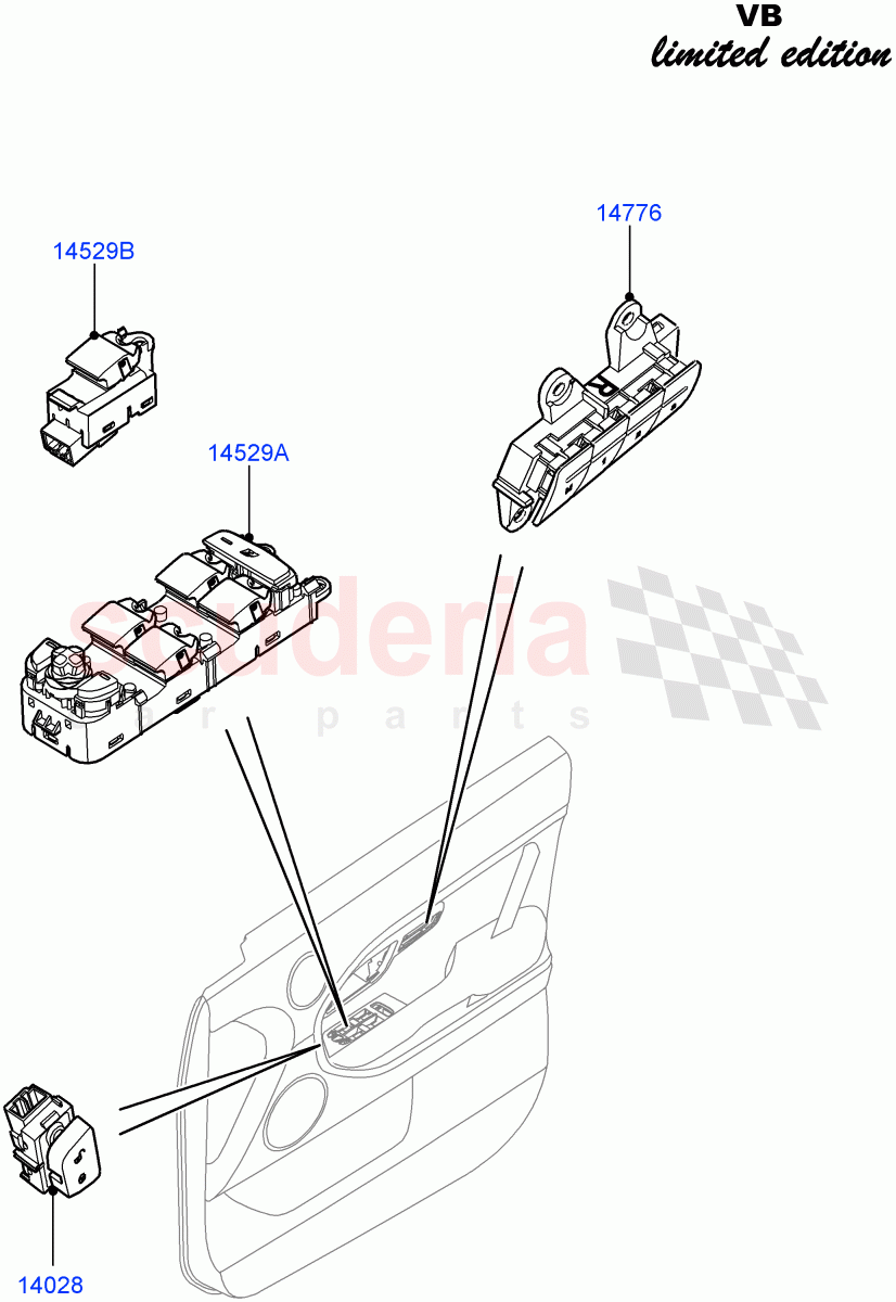 Switches (Door) (Victoria Beckham Limited Edition, Halewood (UK)) of Land Rover Land Rover Range Rover Evoque (2012-2018) [2.2 Single Turbo Diesel]