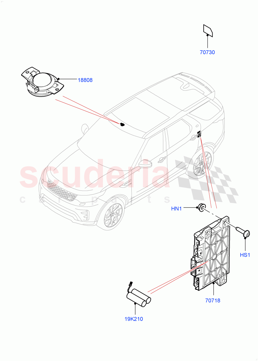 Telematics (Solihull Plant Build, Telematics Control Unit) (TCU Module - Russia, TCU Module - China, TCU Module - ROW, TCU Module - NAS) ((V) FROMHA000001) of Land Rover Land Rover Discovery 5 (2017+) [3.0 DOHC GDI SC V6 Petrol]